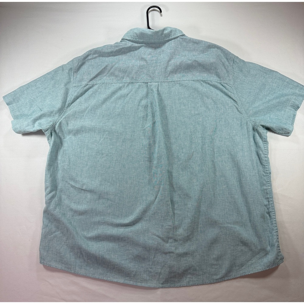 Eventide Mens‎ 3XL Blue/Green Linen Blend Short Sleeve Button Down Shirt - Picture 3 of 8